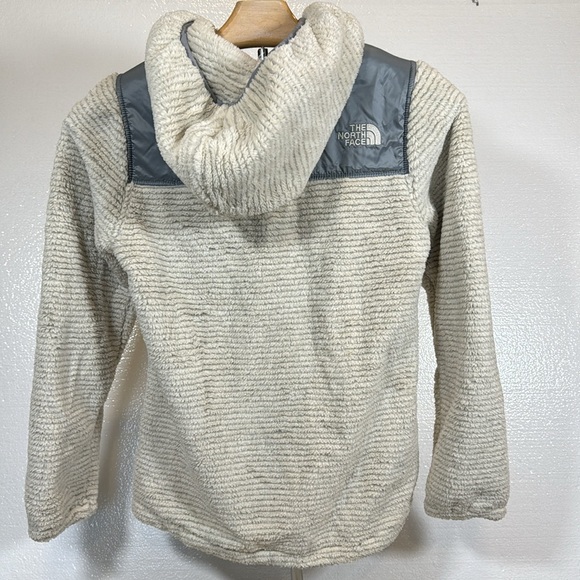 The North Face Girls OSO Striped Vintage White Hooded Fleece Jacket Medium 10-12 - Picture 4 of 12